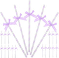 60Pcs Purple Paper Straws with Bow Tie Decorations, Disposable Drinking Straws by Gadpiparty