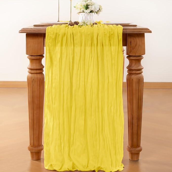Yellow Table Runner Cheesecloth Table Runner 10FT Farmhouse Table Runners 120 - Image 3