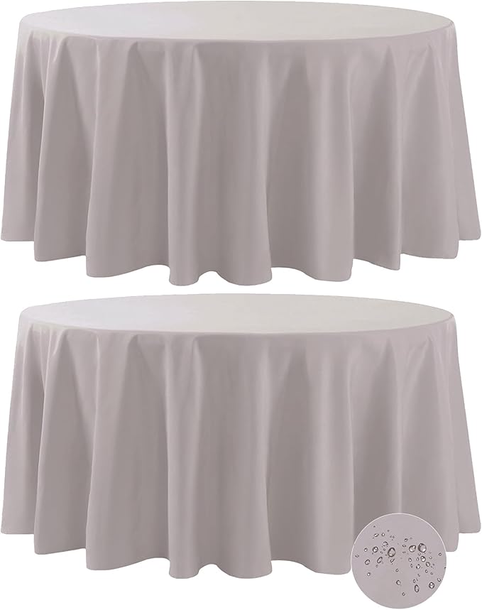 Fokitut 2 Pack Waterproof Round Tablecloth, 120 Inch, Stain Resistant and by BalsaCircle