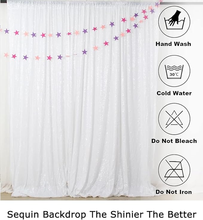 ShiDianYi Sequin Backdrop Curtain 8FTx10FT-White-Shimmer Sequins Fabric - Image 5