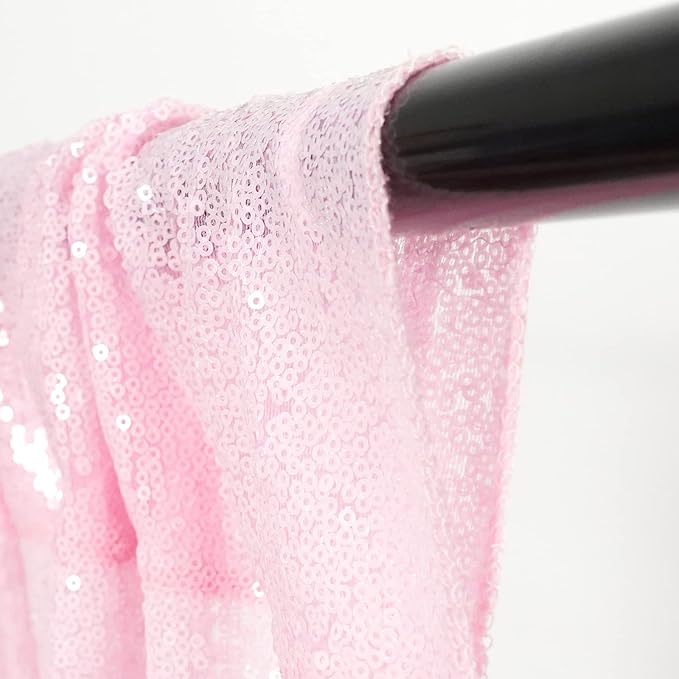 Poise3EHome 2Pcs 2Ft x 8Ft Pink Sequin Backdrop Curtains, Glitter Photography - Image 5