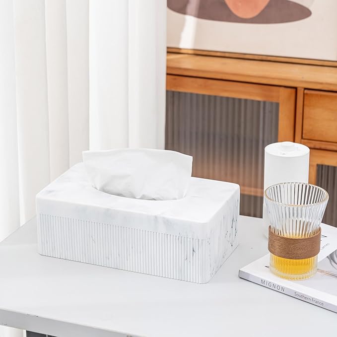 Marble Tissue Box Cover, Rectangular Napkin Facial Tissues Holder - Image 2
