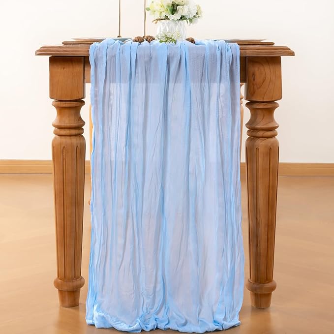 Light Blue Table Runner Cheesecloth Table Runners 10 Pack 10FT Baby Shower - Image 3