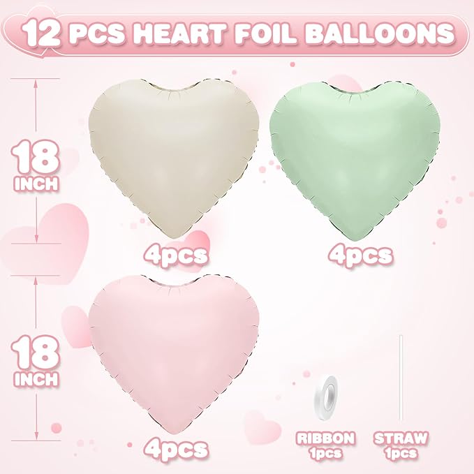 Pink Green White Heart Balloons - Image 2