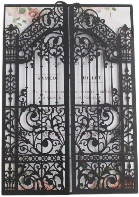 Black Gate Invitation Castle Laser Cut Card by MillaSaw