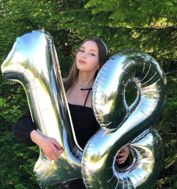 Silver Foil Number 18 Balloon 40 Inch, Helium Mylar Eight Number 18 Birthday - Image 5