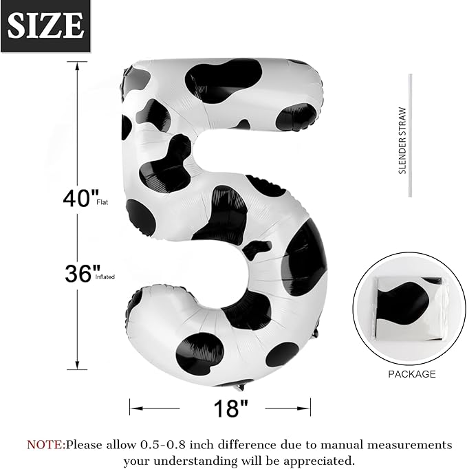 Cow Print Number Balloon Birthday Decorations, 40 inch Number balloon 0-9 - Image 2
