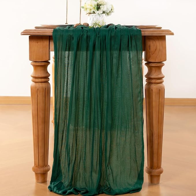 Emerald Green Table Runner Cheesecloth Table Runner 4 Pack 10FT Farmhouse Table - Image 3