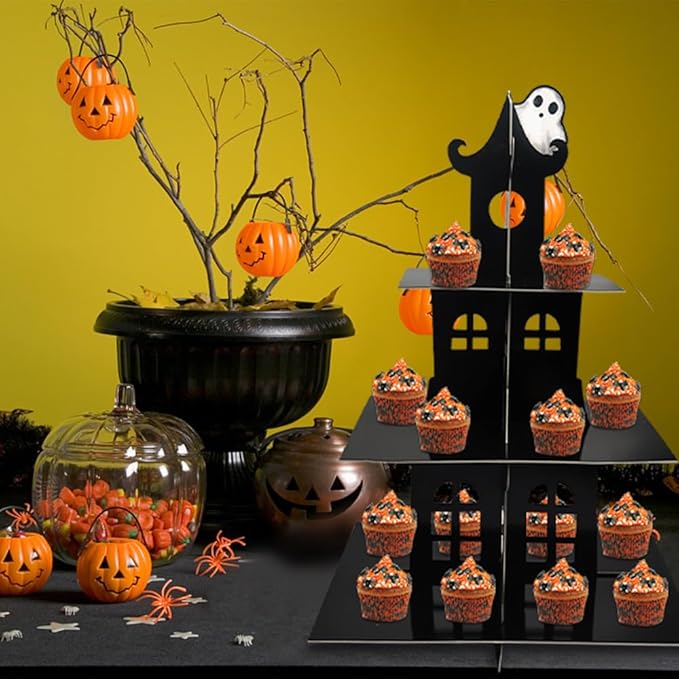 3-Tier Halloween Cupcake Stand Tower Halloween Castle Cake Stand Halloween - Image 4