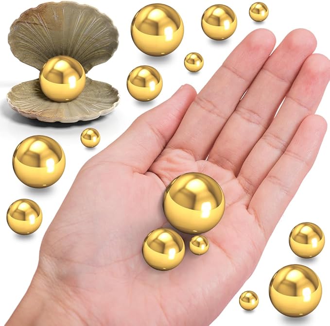 150Pcs Brightgold Polished No Hole Faux Pearl Beads - Image 3