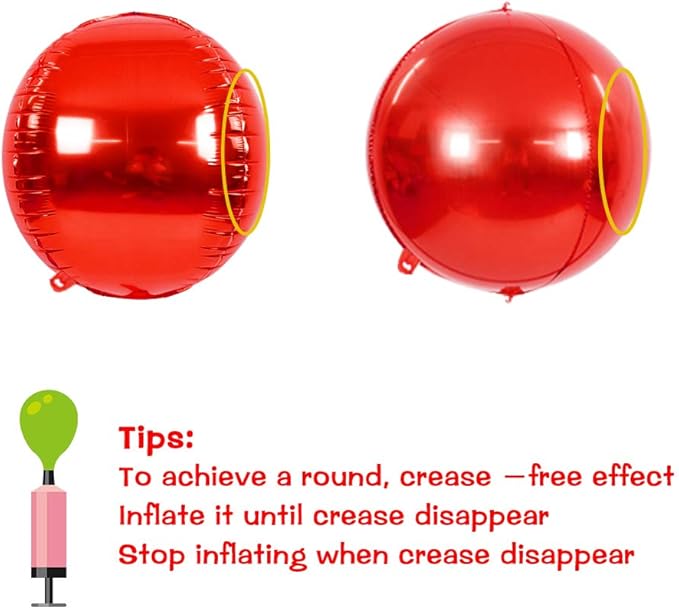10 pcs Red 4D balloon, 10 inch Foil Mylar Sphere Balloon - Image 3