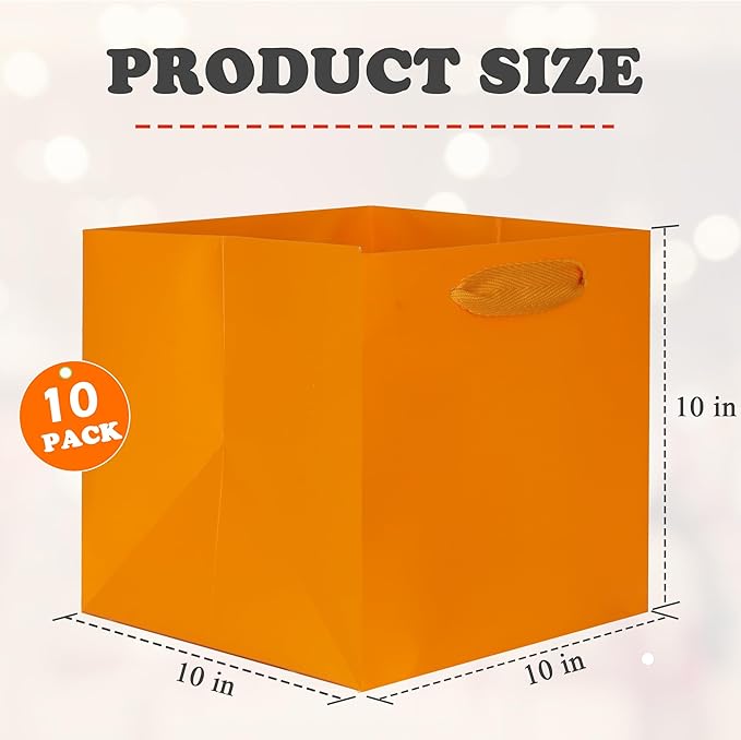 ADIDO EVA Orange Square Gift Bags Medium Size Square Bottom Paper Bags - Image 2