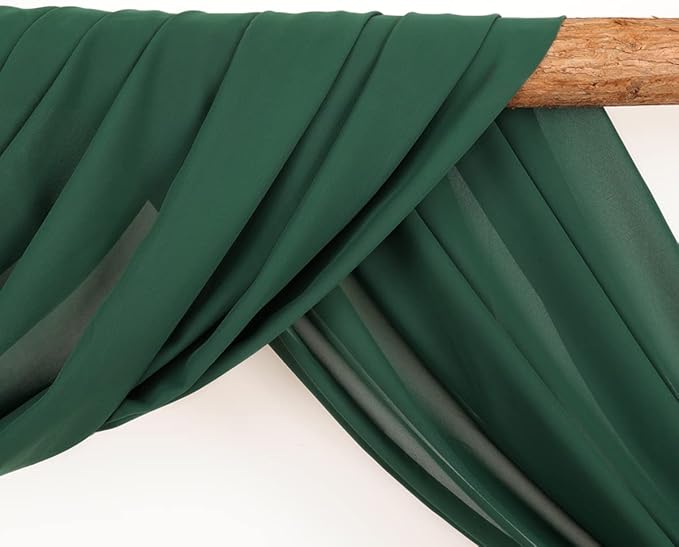 Wedding Arch Draping Fabric 1 Panel 30'' x 18FT Emerald Green Sheer Chiffon - Image 3