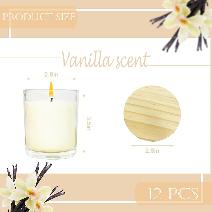 12 Pcs 6 Oz Bulk White Soy Candles, Vanilla Scented Candles Set, Bulk - Image 2