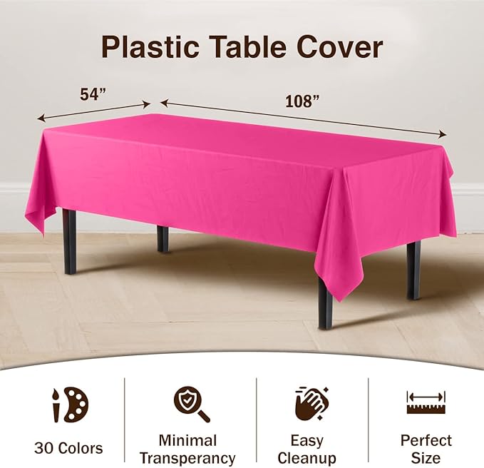 Exquisite 12-Pack Premium Plastic Tablecloth 54in. x 108in. Rectangle Table - Image 3