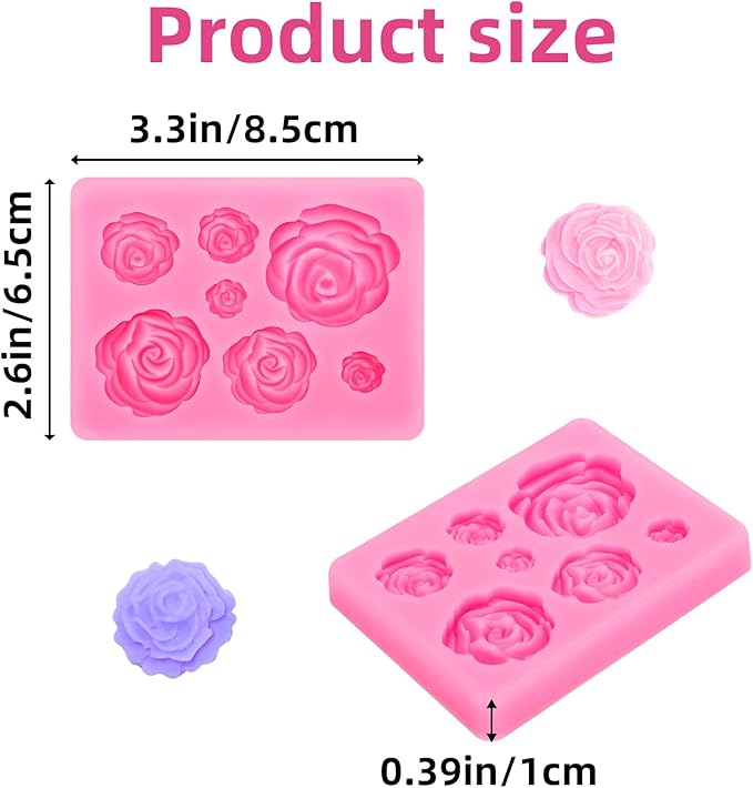 4 Pcs Rose Flower Silicone Molds, Fondant Cake Flower Mold Silicone Polymer - Image 7
