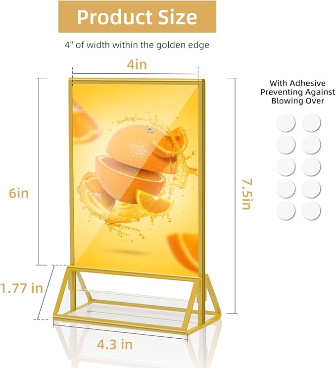 Acrylic Sign Holder 4 x 6 Double Sided Acrylic Frames Display Stand Clear Table - Image 3