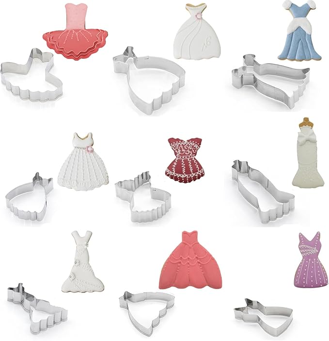 Mini Dress Cookie Cutter Set of 9 pcs, Stainless Steel Mini ONE-BITE SIZE - Image 4