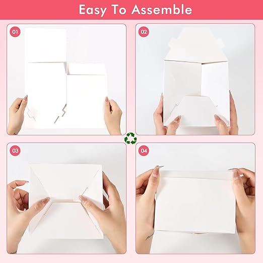 MESHA Gift Boxes 6x6x4'' 400 Pack White, Small Cardboard Gift Box - Image 4