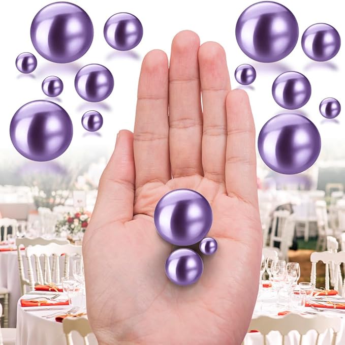150Pcs Light Purple Polished No Hole Faux Pearl Beads - Image 3