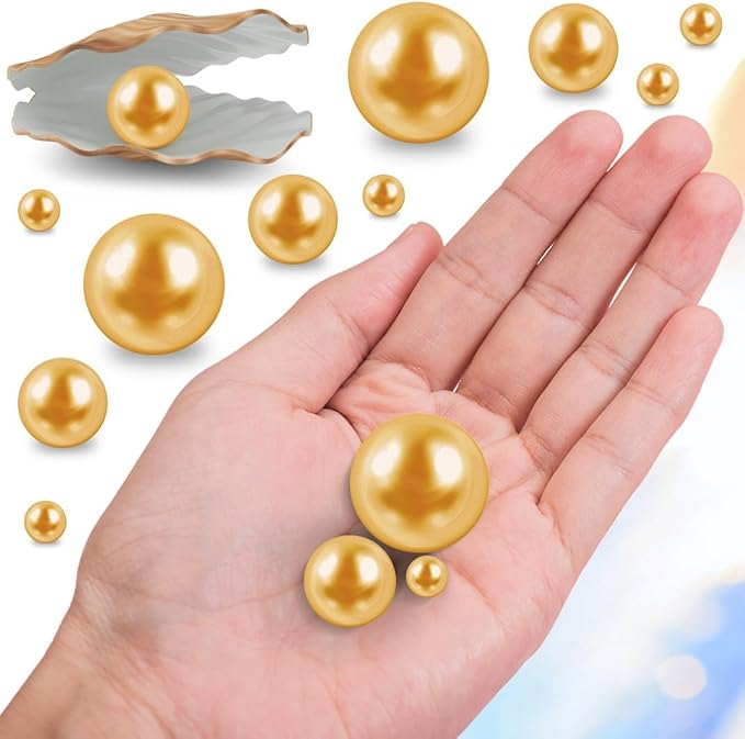300Pcs Gold Polished No Hole Faux Pearl Beads - Image 4
