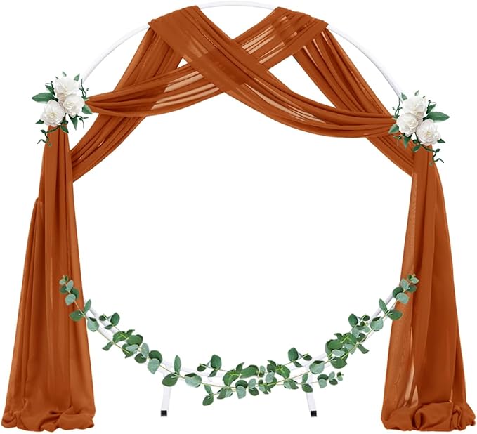 Socomi Wedding Arch Draping Fabric 3 Panels 29" x 19Ft Terracotta Sheer Chiffon - Image 2
