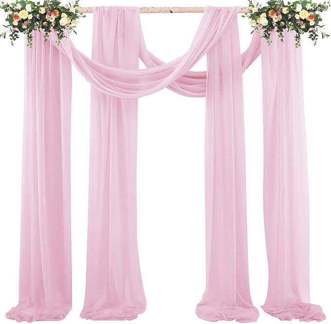 5 Pack 10Ft Pink Chiffon Table Runner Sheer 29x120 Inch - Image 9