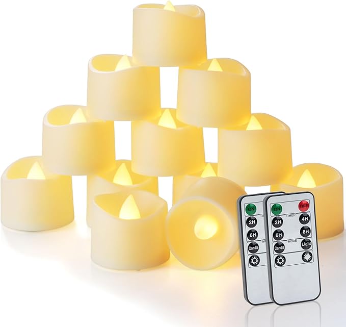 Homemory 24pcs Remote Timer LED Tea Lights Candles, 400+Hours Flickering by Homemory