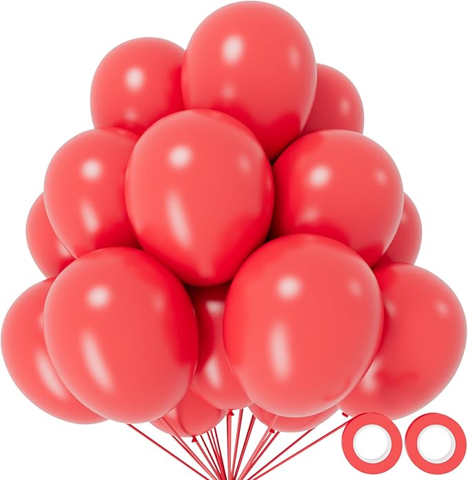 110pcs Pastel Red Balloon 12 Inch, Pastel Red Latex Balloons by KUULBELA