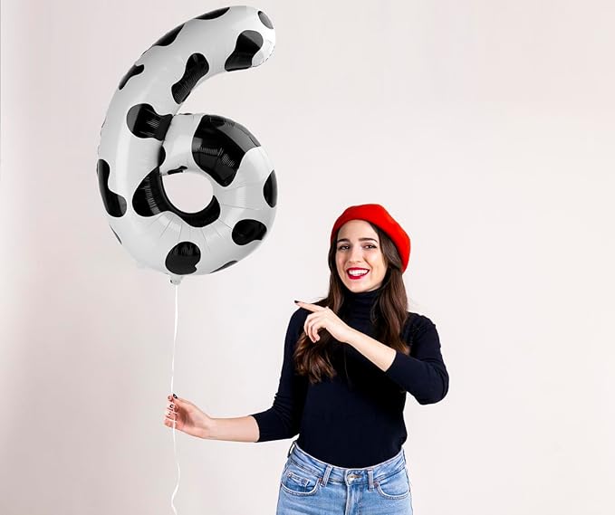 40 Inch Cow Print Mylar Foil Number 6 Birthday Balloon, Digital Balloons - Image 4