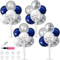 TONIFUL 4 Set Navy Blue Silver Balloon Centerpieces by TONIFUL