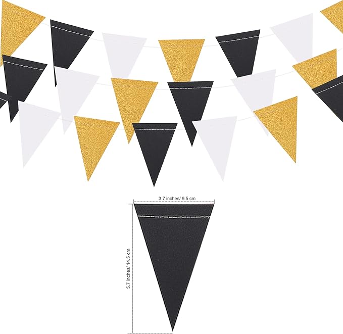 MerryNine Triangle Flag Bunting Banner, 3 Pack 30 Feet Vintage Style Pennant - Image 2