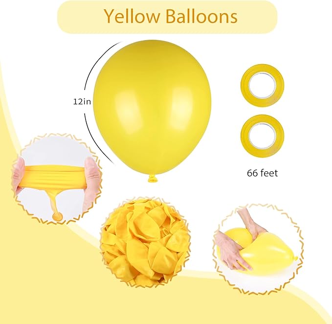 100pcs Balloons, 12 inch Yellow Latex Balloons Helium Quality - Image 2