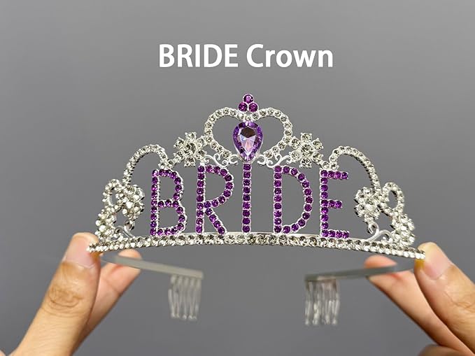 JETKONG 3 Pcs Bachelorette Party Decorations "BRIDE" Crown, Bride to Be - Image 5