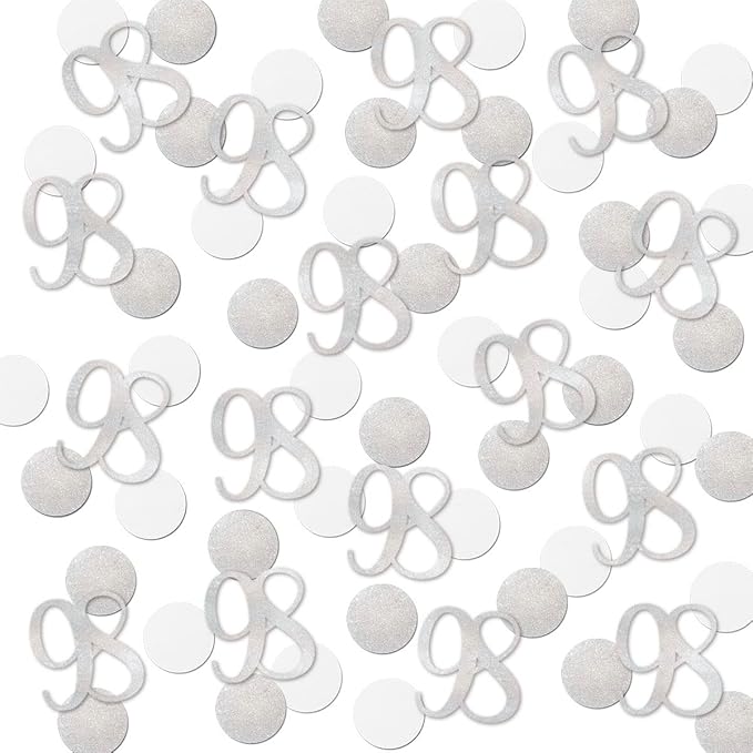 Silver Glitter 98 Confetti, 98th Birthday Number Confetti by MAGJUCHE
