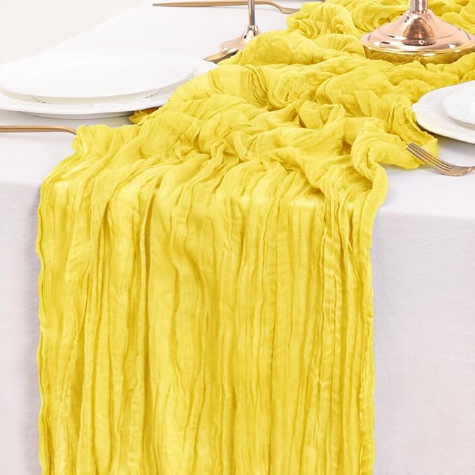 Yellow Table Runner Cheesecloth Table Runner 10FT Farmhouse Table Runners 120 - Image 5