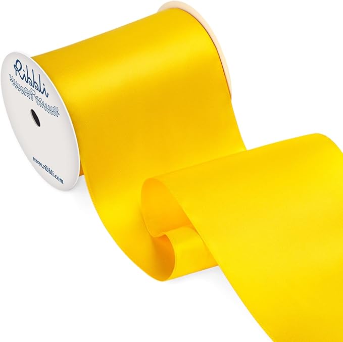 Ribbli Maize Yellow Satin Ribbon 4 Inch Wide Yellow Ribbon by Ribbli