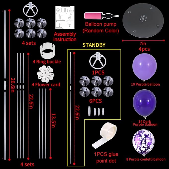 TONIFUL Purple Balloon Stand Centerpiece Table Decorations - Image 2
