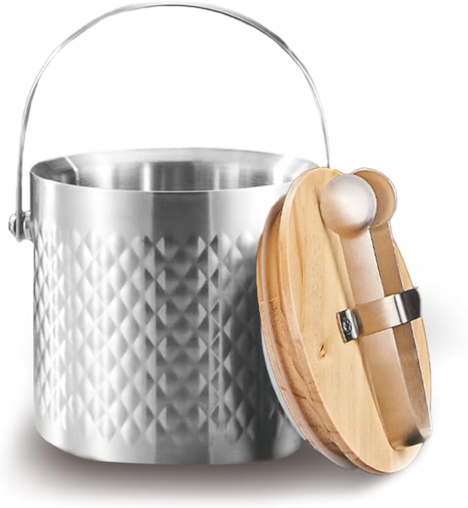 Stainless Steel Hammered Insulated Ice Bucket by SIPOYEN