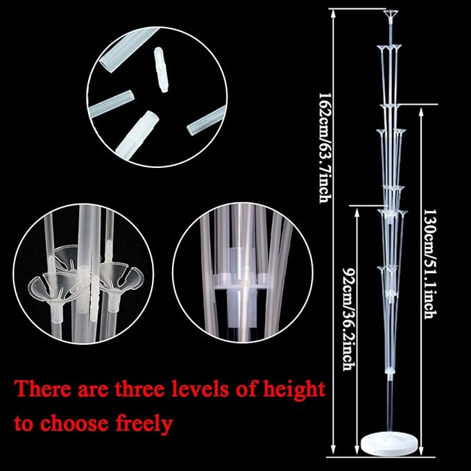 2 Sets Balloon Column Stand Kit 5.3 FT Adjustable Height Balloon Holder - Image 2
