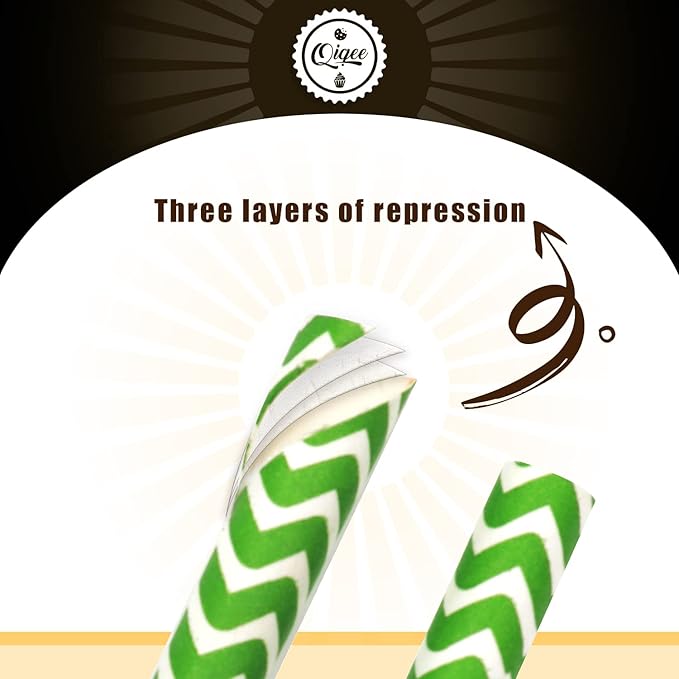 Green Paper Straws for Drinking Green Disposable Straws 150pcs Disposable - Image 2