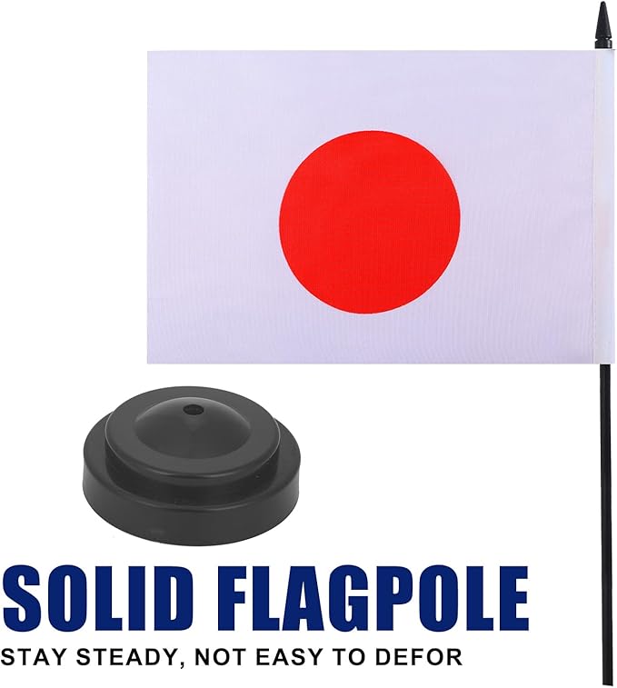 Japan Desk Flag 12" Solid Pole Deluxe Set Japanese Flags Banner Mini Small - Image 3