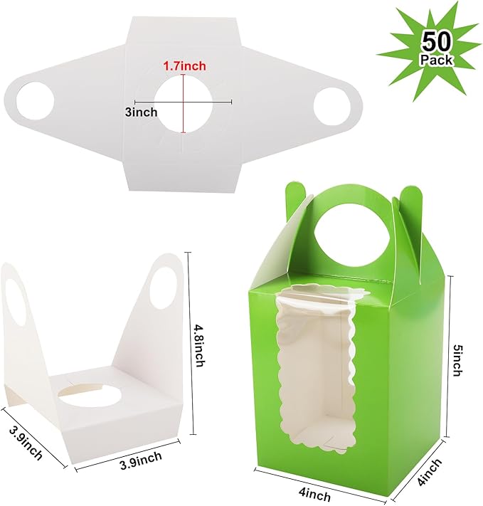 Individual Cupcake Boxes 4x4x5 Inches Disposable Pastry Tray Boxes, - Image 2