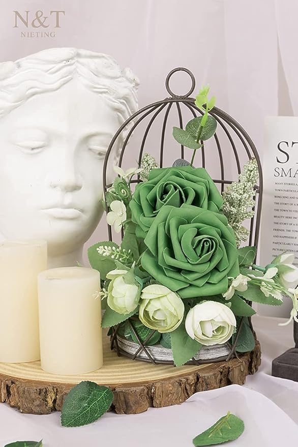 N&T NIETING Roses Artificial Flowers, Army Green - Image 8