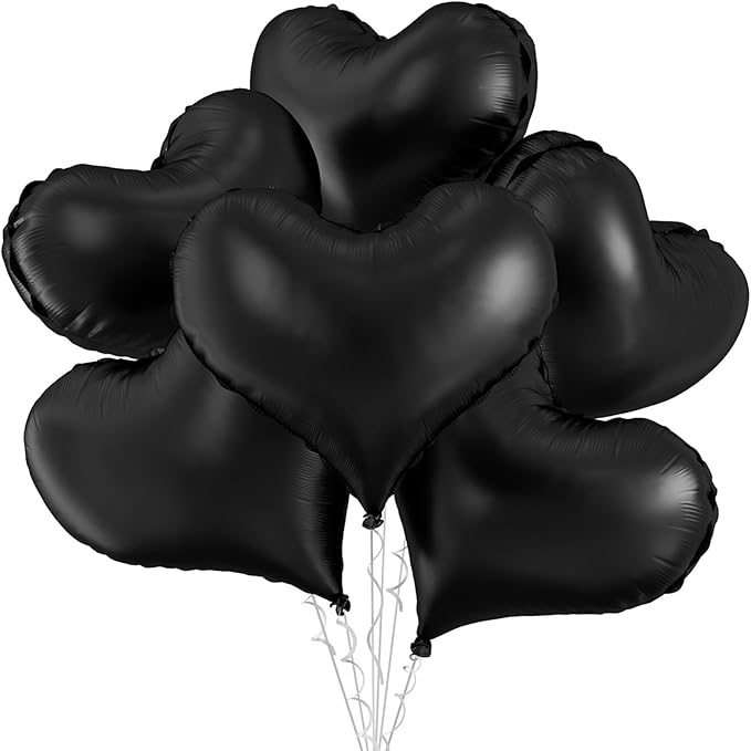 Black Heart Balloons, 24Inch Large Black Heart Foil Balloons by vibzox