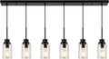 6 Lights Island Lights for Kitchen Modern Industrial Black Linear Chandeliers by LIGOTFIRE