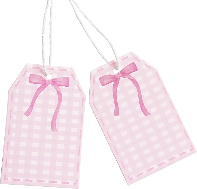 100Pcs Coquette Pink Bow Gift Tags by ASYEHJNR