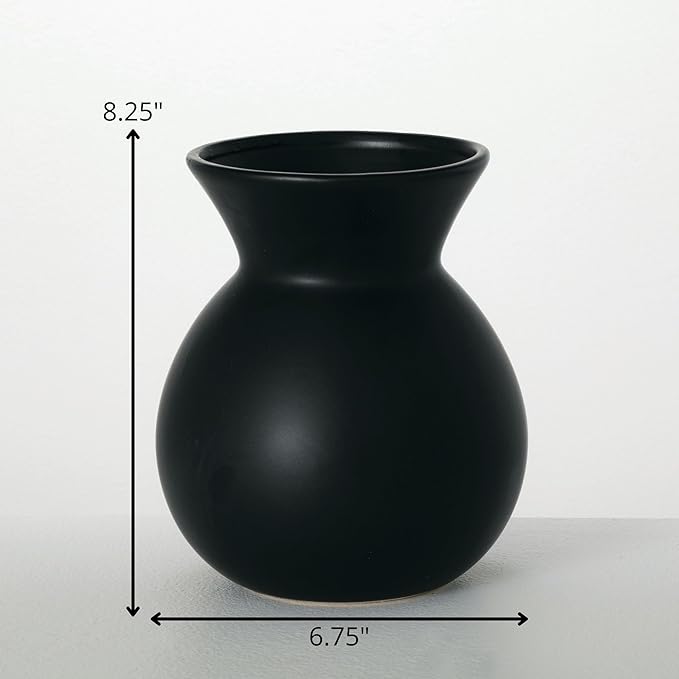 Sullivans Ceramic Black Matte Vase, Modern Home Decor, 8.25 inches, Living Room - Image 3
