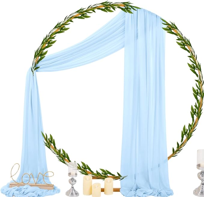 Socomi Blue Sheer Wedding Arch Draping Fabric 29" x 20Ft 2 Panels Outdoor - Image 3