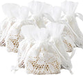 Ewanda store 8Pcs Lace Organza Drawstring Bags White Leaf Cotton Drawstring Bag by Ewandastore